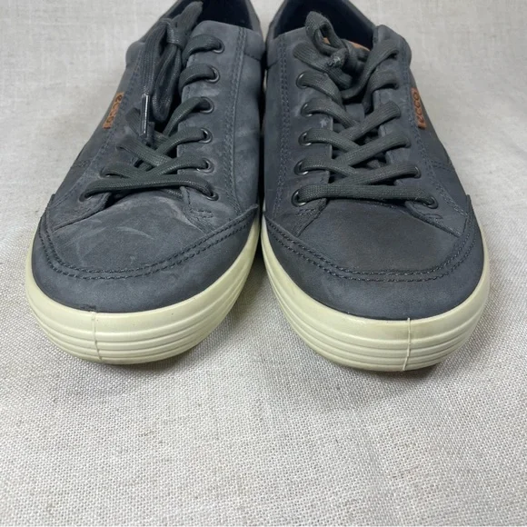 Ecco Mens Soft 7 Titanium Gray Leather Casual Sneakers Comfort Shoes - Picture 4 of 10